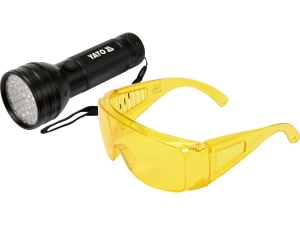 Zestaw latarka uv 51 led YATO i okulary do szukania bursztynów YT-08581