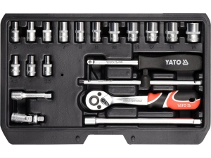 Zestaw narzędziowy YATO 20cz klucze nasadowe 1/4 stal CrV YT-14491
