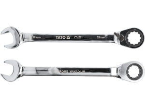 Klucz płasko oczkowy z grzechotką YATO 28mm 72t stal CrV polerowany YT-1671
